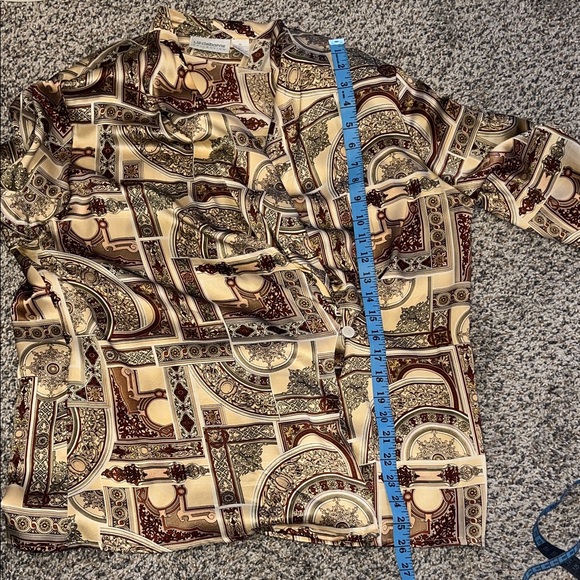 Liz Claiborne Vintage 90's Pure Silk Patterned Surplice Top, Size  16 - Picture 4 of 6